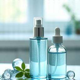 清らかな水とエコフレンドリーな溶剤のボトル